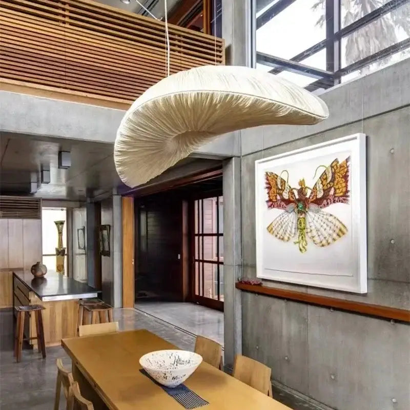 Suspension Feuille XXL en Fibres Naturelles Design Moderne

