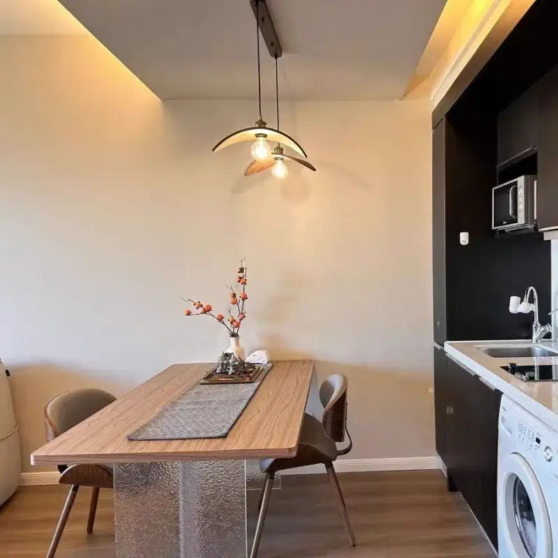 Suspension Feuilles Bois Courbées Design Naturel Moderne

