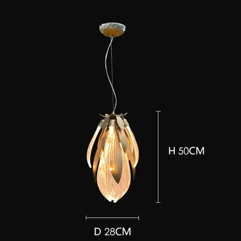 Suspension fleur verre cuivre élégante transparent doré chic