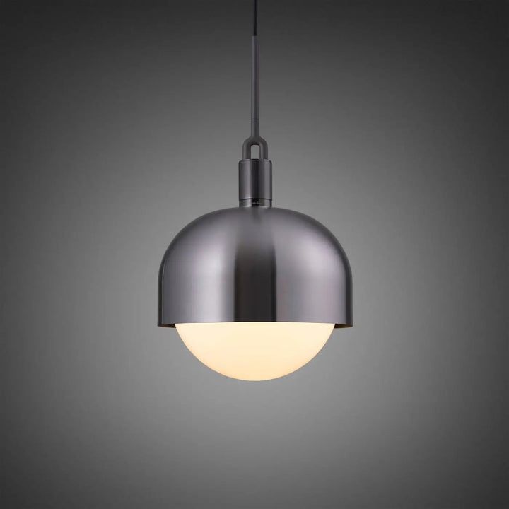 Suspension Forked Large à abat-jour et globe opale, finition grise #couleur_gris