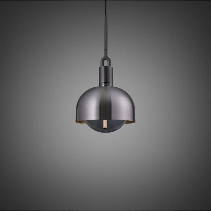 Suspension Forked Medium à abat-jour et globe fumé, finition grise #couleur_gris