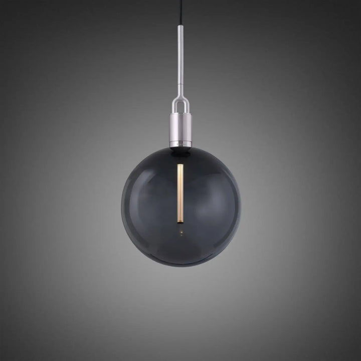 Suspension Forked Large à globe fumé, finition acier #couleur_argent