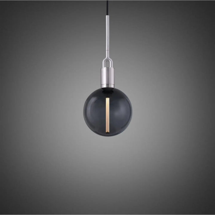 Suspension Forked Medium à globe fumé, finition acier #couleur_argent
