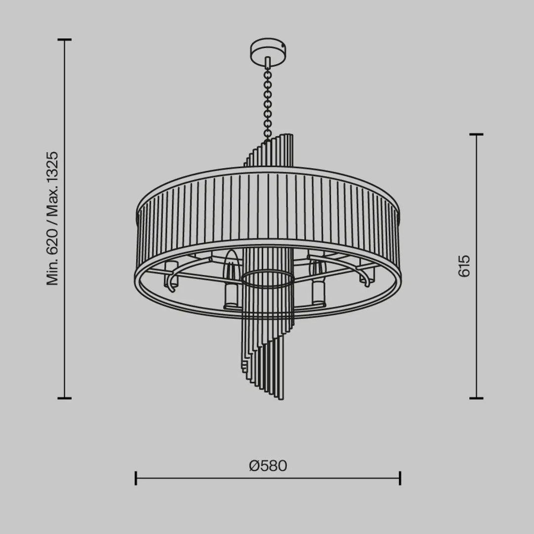 Suspension luminaire frame chandelier moderne en métal doré avec cadres géométriques et design circulaire en lames verticales