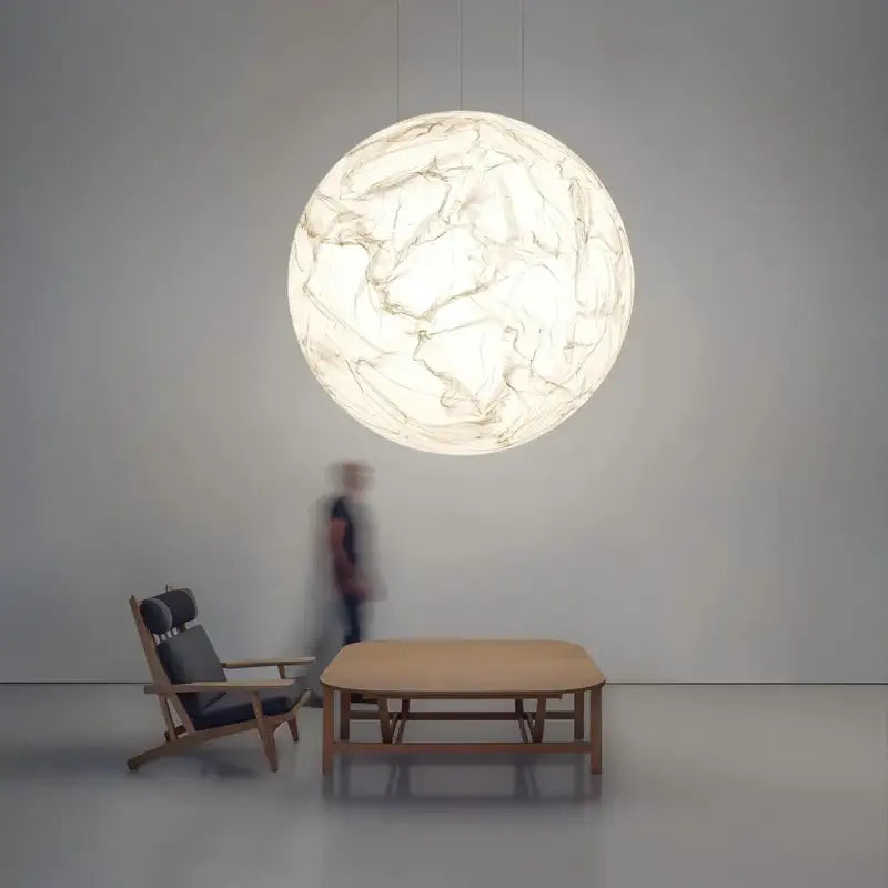 Suspension Globe Effet Marbre Blanc Design Moderne Minimaliste

