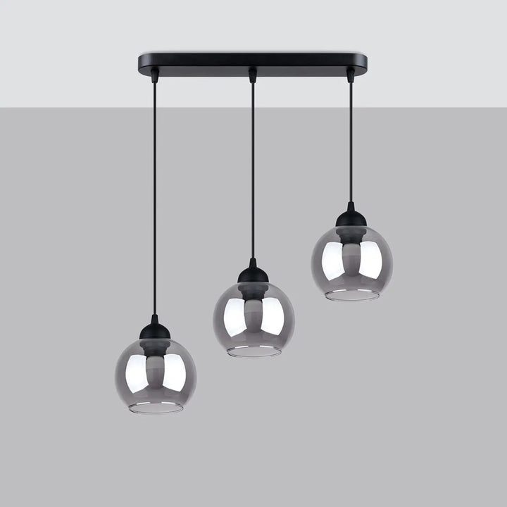 Suspension Alino noire à globes en verre fumé, éteinte