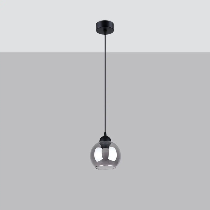 Suspension Alino noire à globes en verre fumé, éteinte