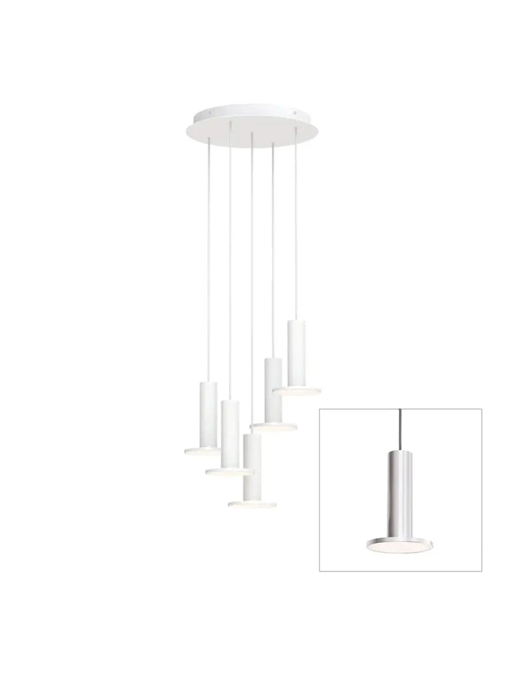 Suspension Cielo Plus Chandelier argentée, grappe de 5 suspensions