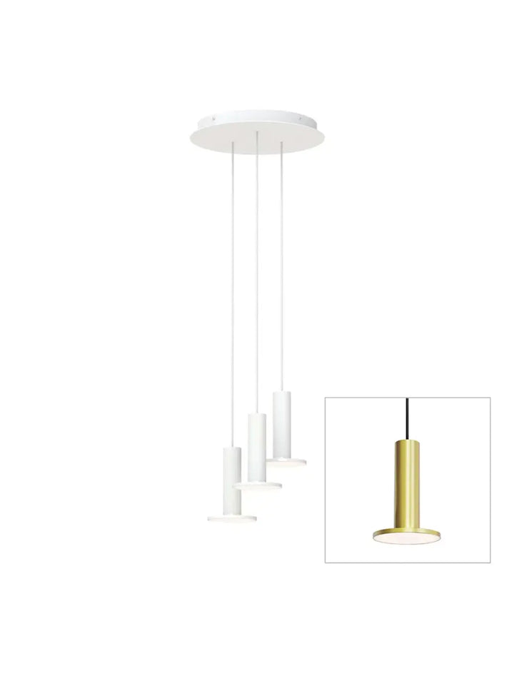 Suspension Cielo Plus Chandelier dorée, grappe de 3 suspensions