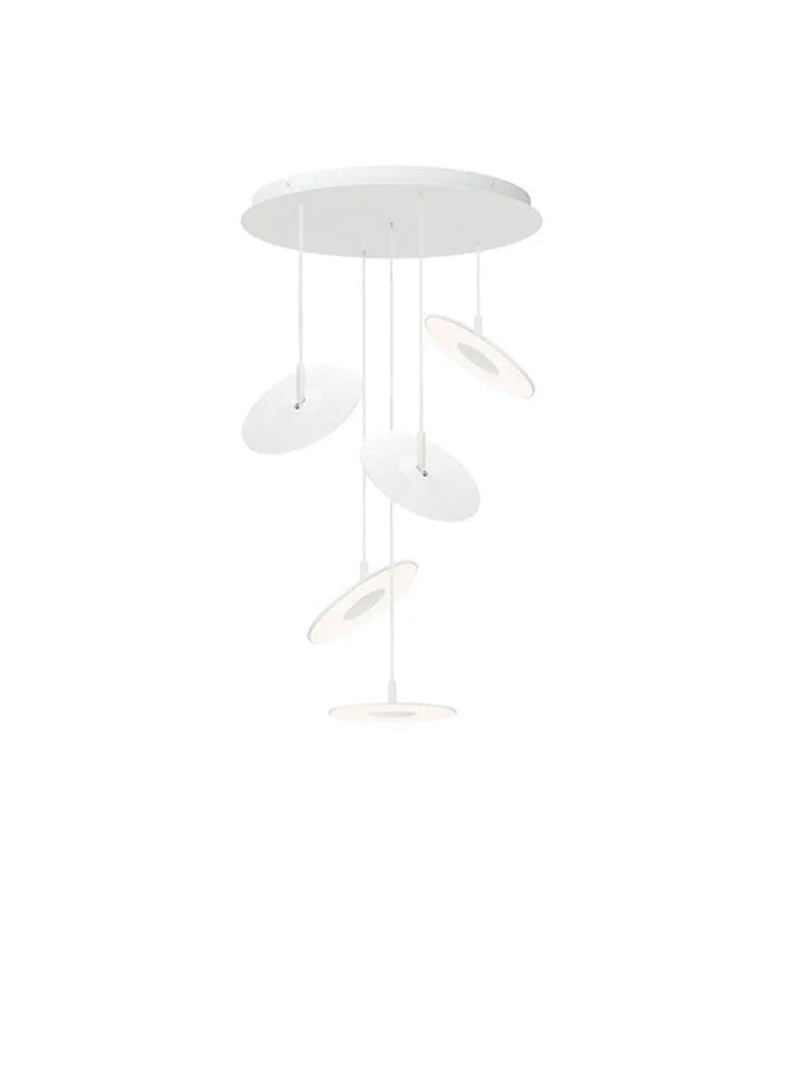 Suspension Circa Chandelier blanche, grappe de 5 disques