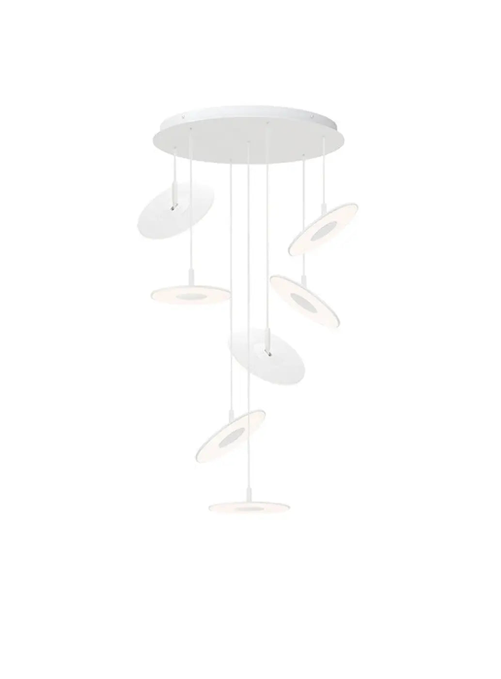Suspension Circa Chandelier blanche, grappe de 7 disques