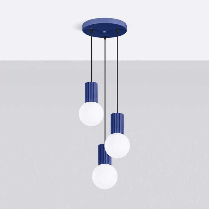 Suspension Halo outremer en grappe à globes opalins, éteinte