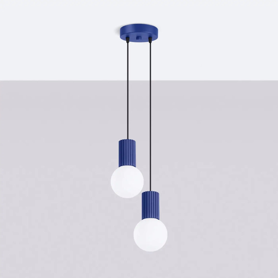 Suspension Halo outremer en grappe à globes opalins, éteinte