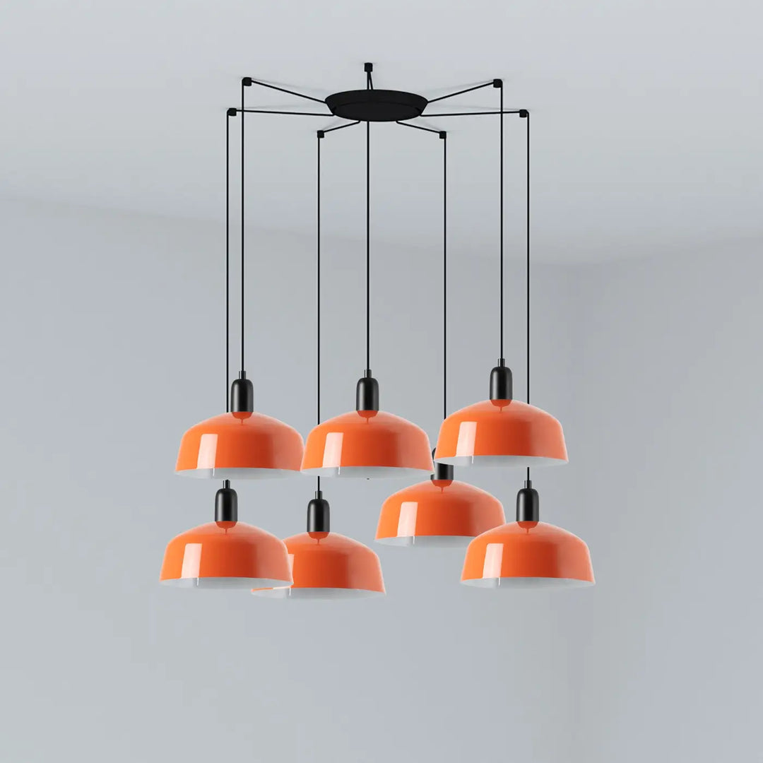 Grappe Tatawin M à 7 lumières en métal orange roux de Faro Barcelona