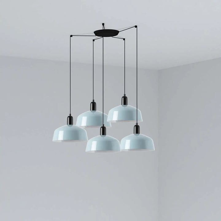 Grappe Tatawin M 5 lumières en métal bleu grisâtre de Faro Barcelona