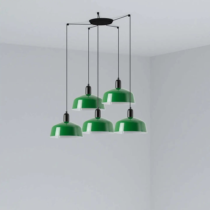 Grappe Tatawin M 5 lumières en métal verte de Faro Barcelona