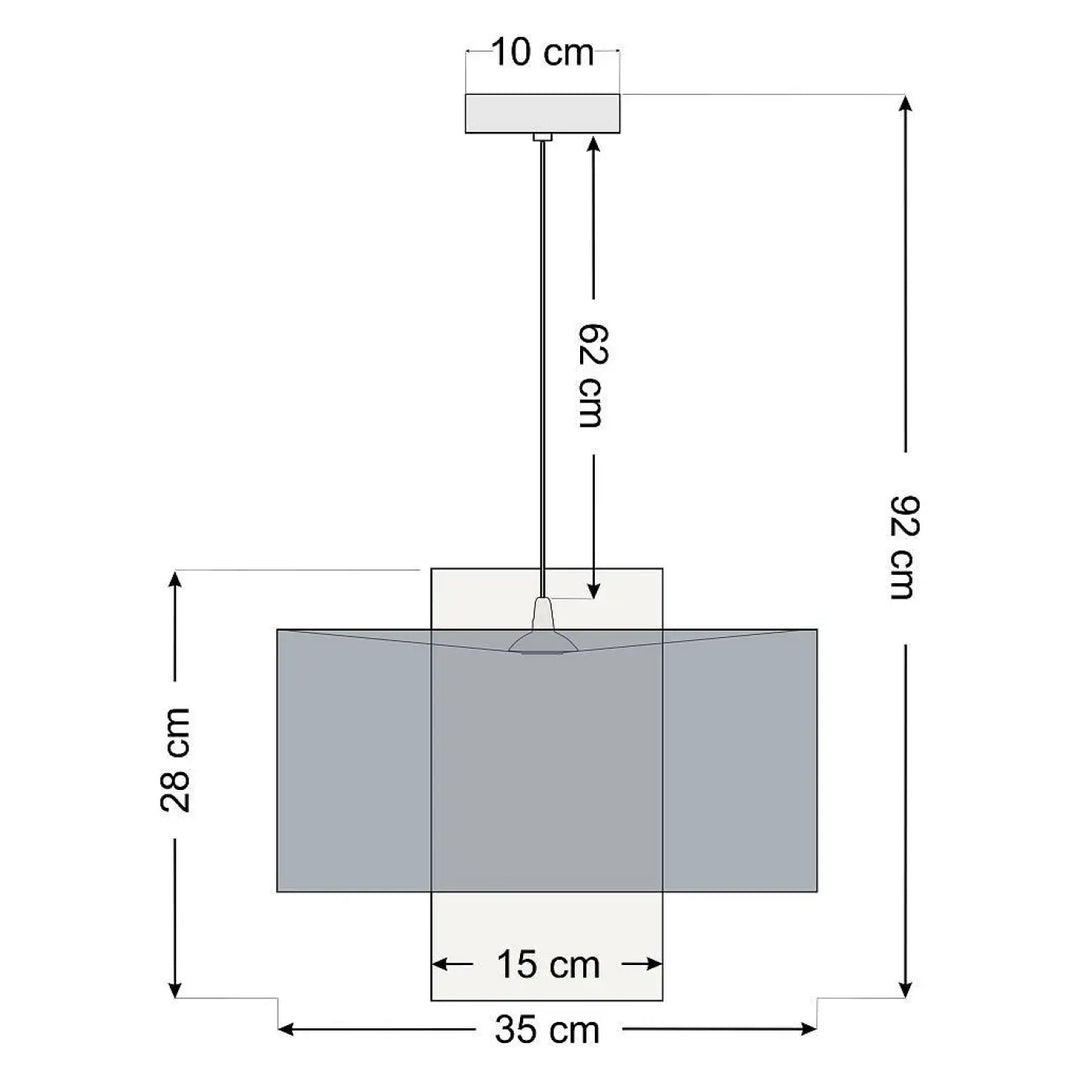 Suspension luminaire twin grise avec abat-jour rectangulaire moderne et ferrure métallique minimaliste suspension grise double