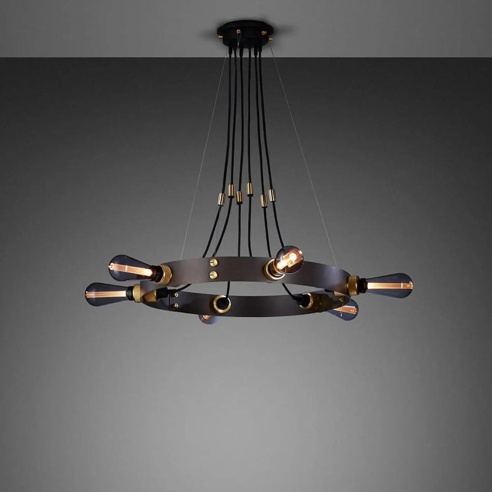 Suspension Hero Light graphite en laiton à 6 lumières #couleur_dor