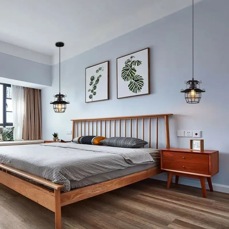 Suspension Industrielle Noire Style Lanterne Métal Et Verre

