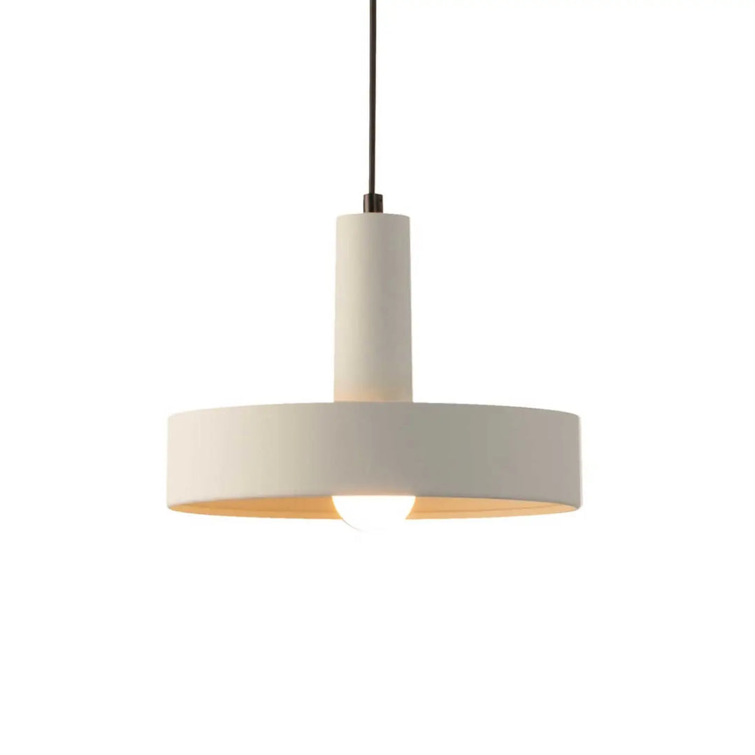 Vue de la suspension Keops en aluminium blanc grisé #couleur_beige