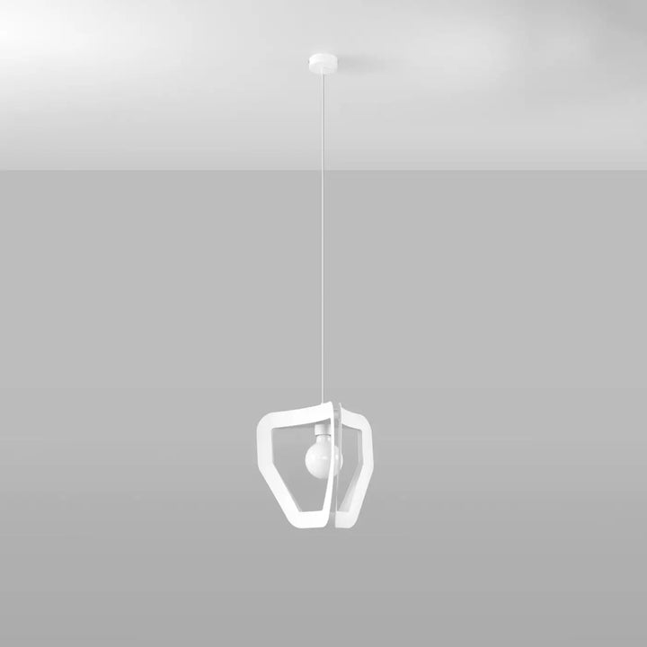 Suspension Tres blanche en acier à ampoule apparente, éteinte