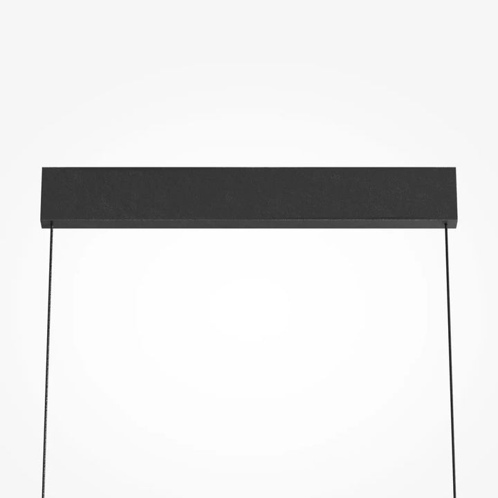 Suspension led noire rectangulaire au design minimaliste pour salle à manger avec lumière réfléchie ambiante