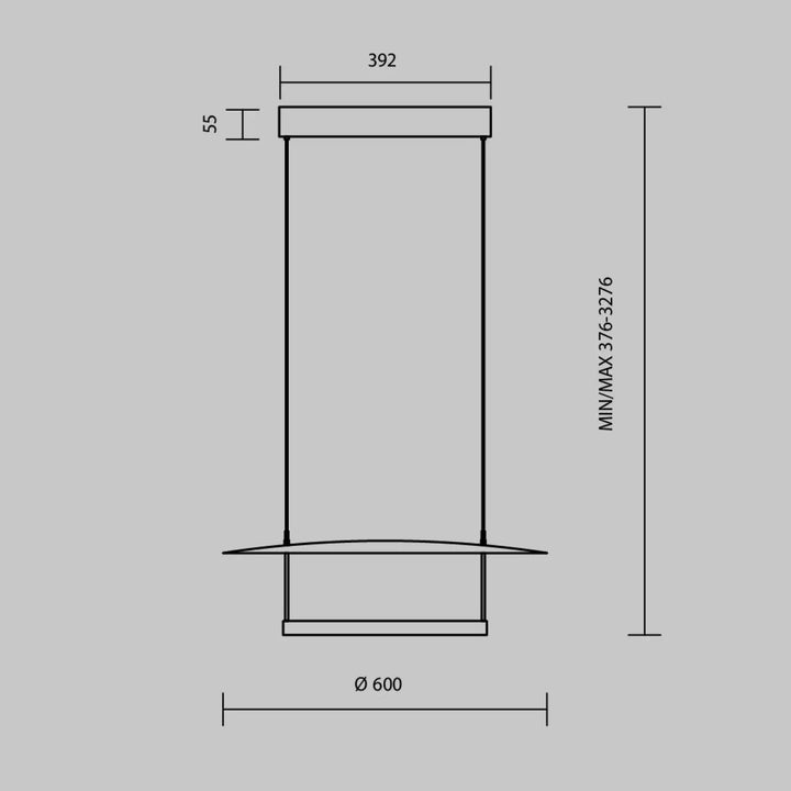 Suspension led minimaliste avec cadre rectangulaire et base circulaire pour salle à manger en lumière réfléchie