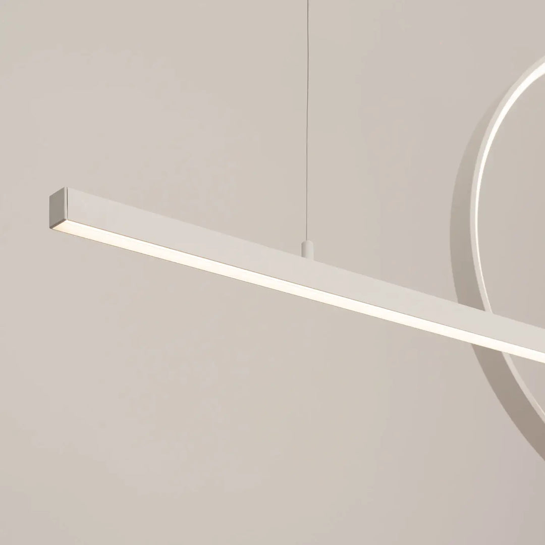 Suspension GLAD blanc allumée, détail de la barre