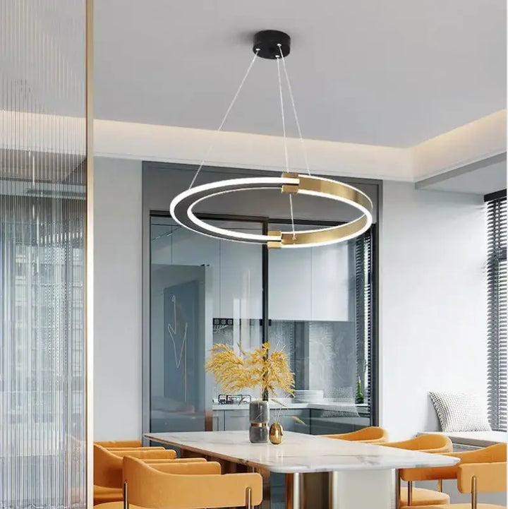 Suspension led anneau dorée design moderne élégante