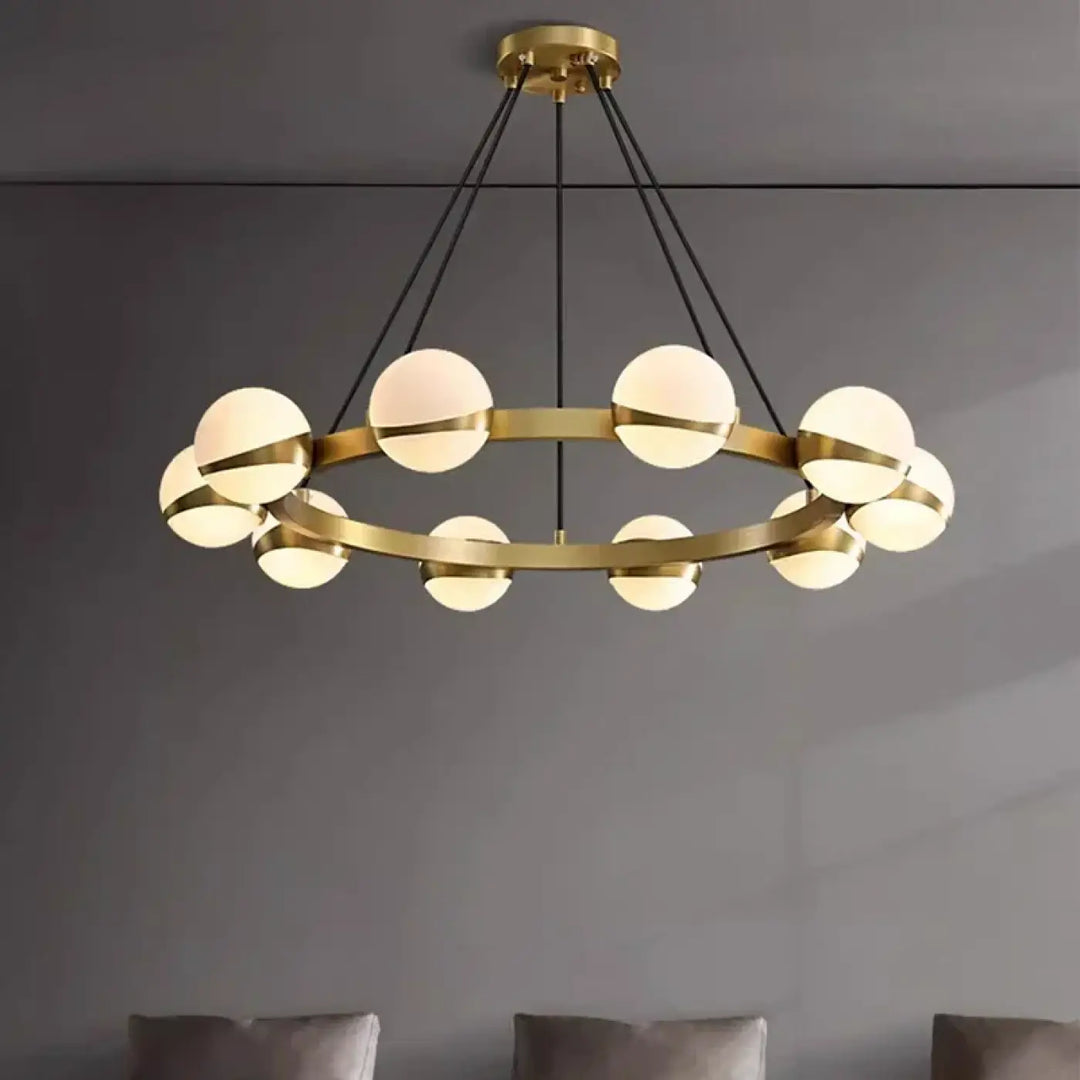 Suspension led anneau laiton moderne salon chic style doré