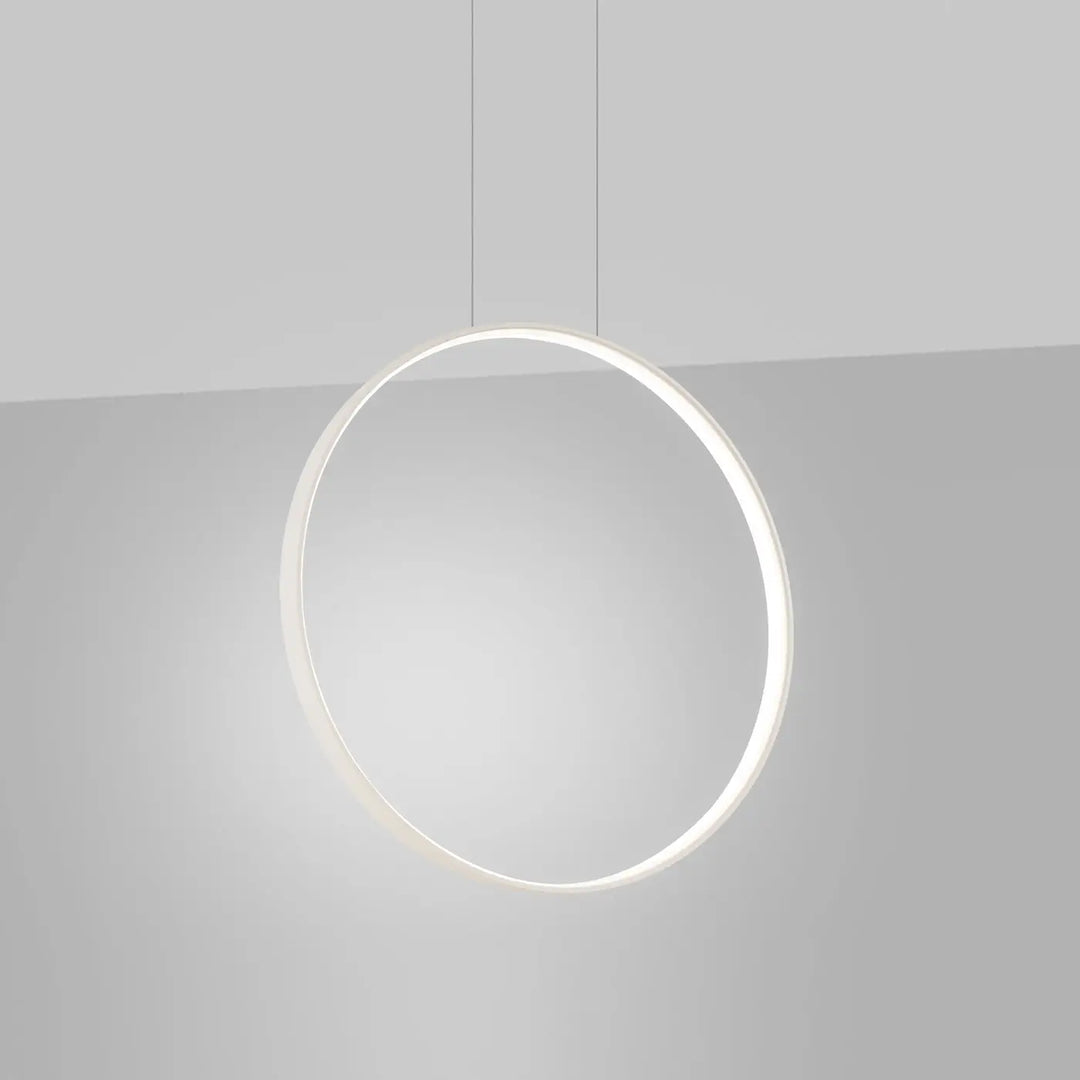 Suspension anneau RIO beige allumée, suspendue