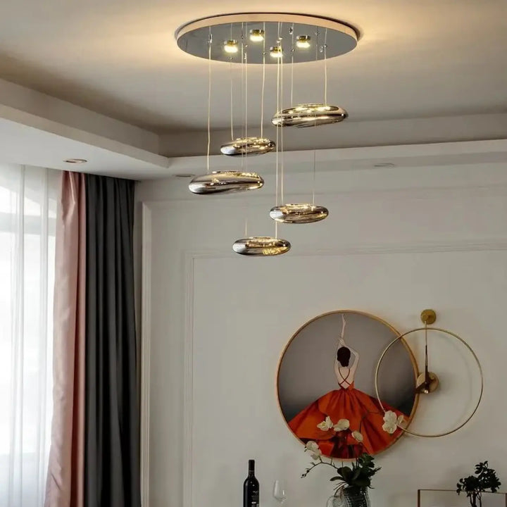 Suspension design élégant forme galets style moderne