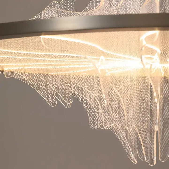 Suspension led design ondulée moderne et élégante blanc doré