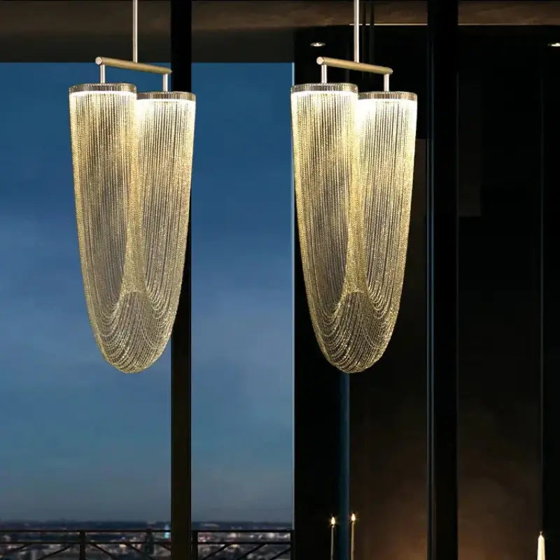 Suspension led design sculptural en u finition métallique