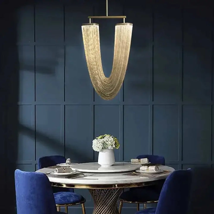 Suspension led design sculptural en u finition métallique