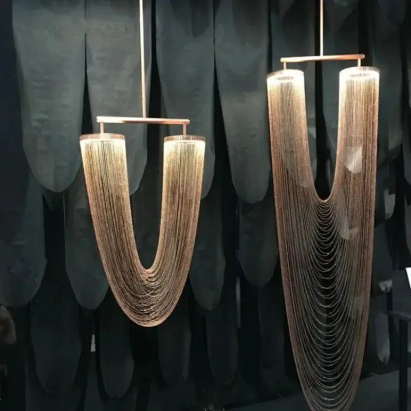 Suspension led design sculptural en u finition métallique