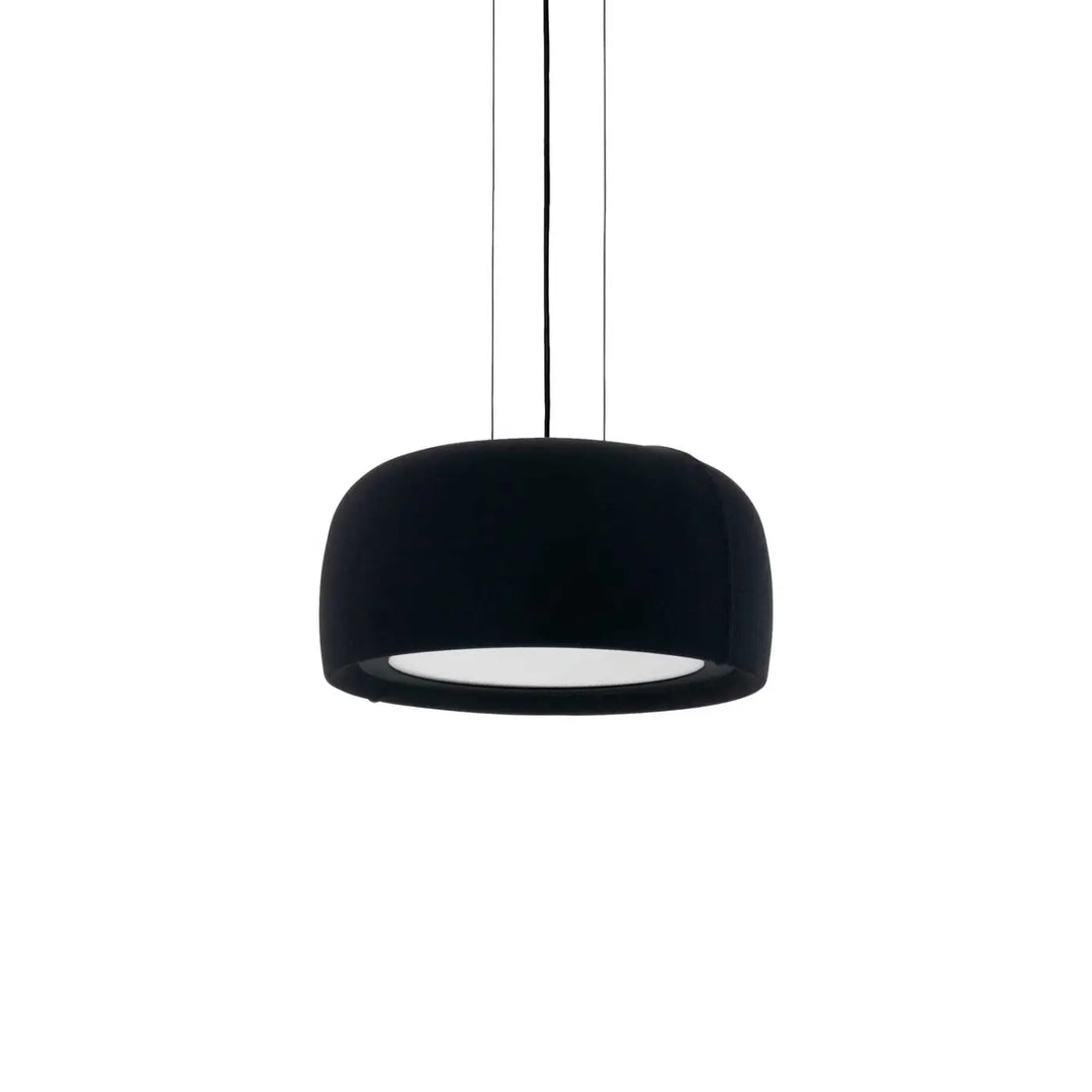 Suspension Gong LED à abat-jour en tissu noir #couleur_noir