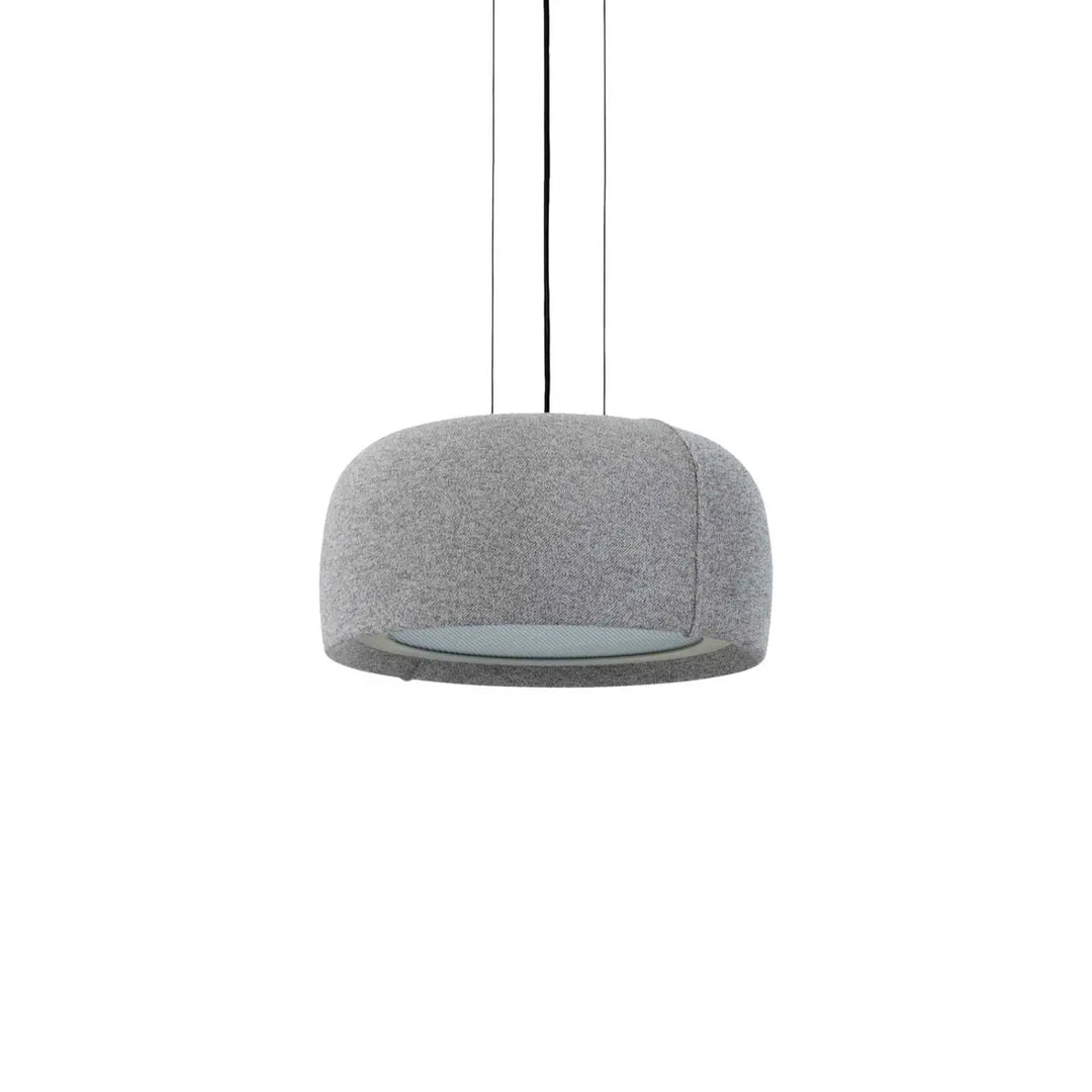 Suspension Gong LED à abat-jour en tissu crème #couleur_beige