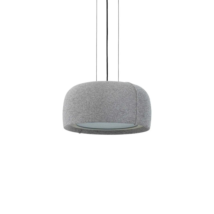 Suspension Gong LED à abat-jour en tissu crème #couleur_beige