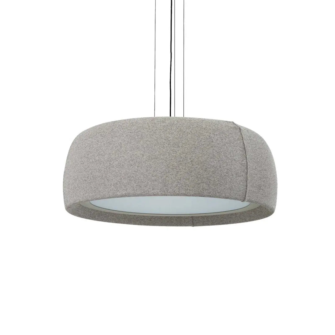 Suspension Gong ronde en tissu crème #couleur_beige