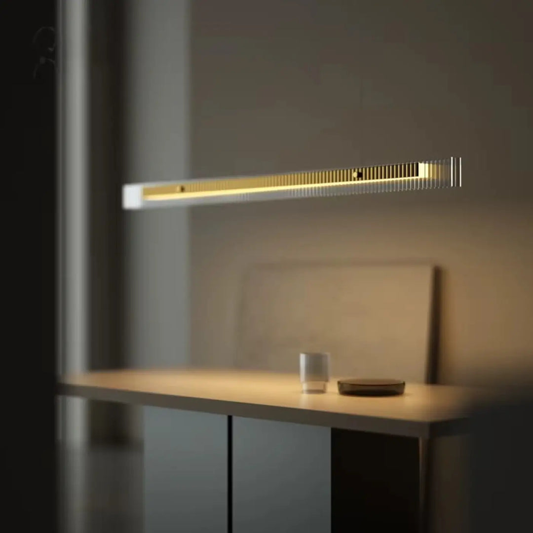 Suspension led horizontale en verre strié style contemporain