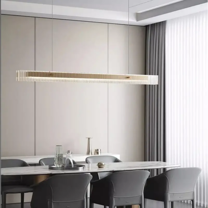 Suspension led linéaire élégante en verre acrylique doré zen