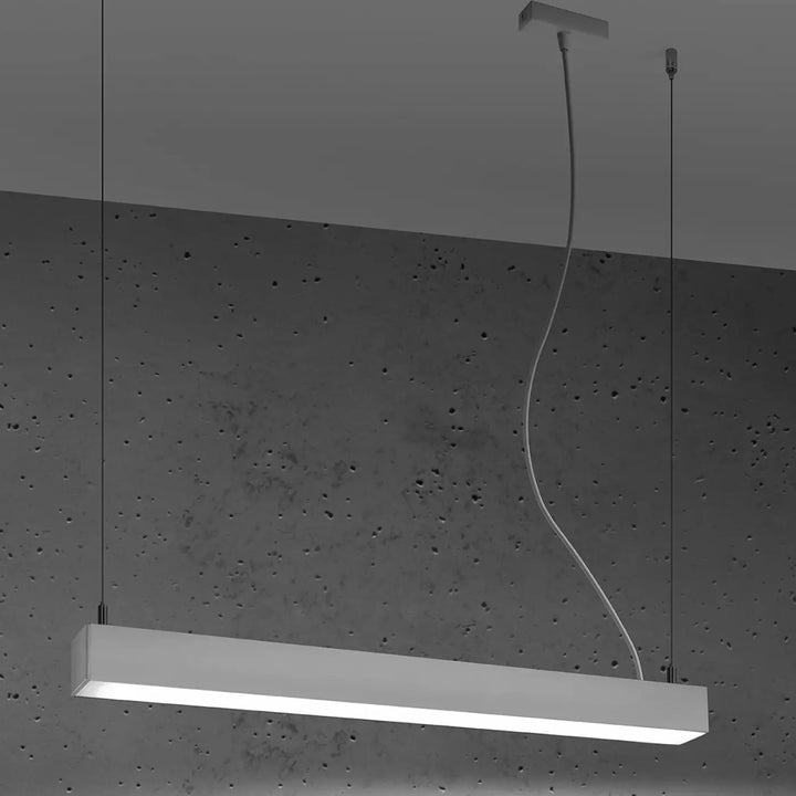 Suspension linéaire PINNE blanc allumée, suspendue