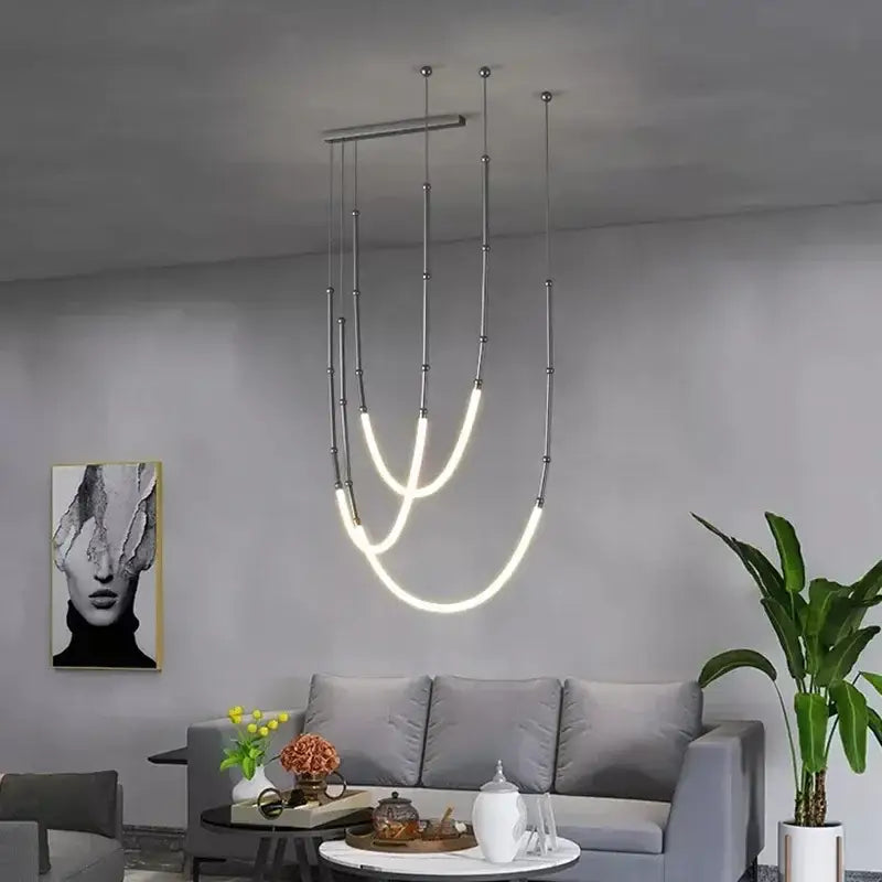 Suspension LED Moderne Dorée En U Pour Salle À Manger Stylé