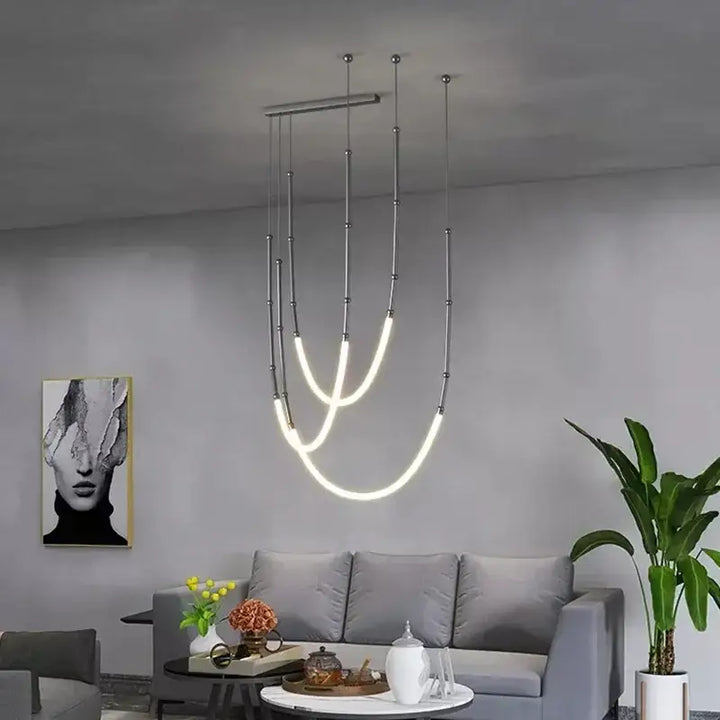 Suspension LED Moderne Dorée En U Pour Salle À Manger Stylé