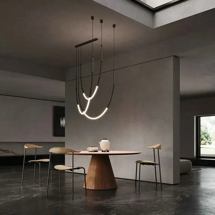 Suspension LED Moderne Dorée En U Pour Salle À Manger Stylé