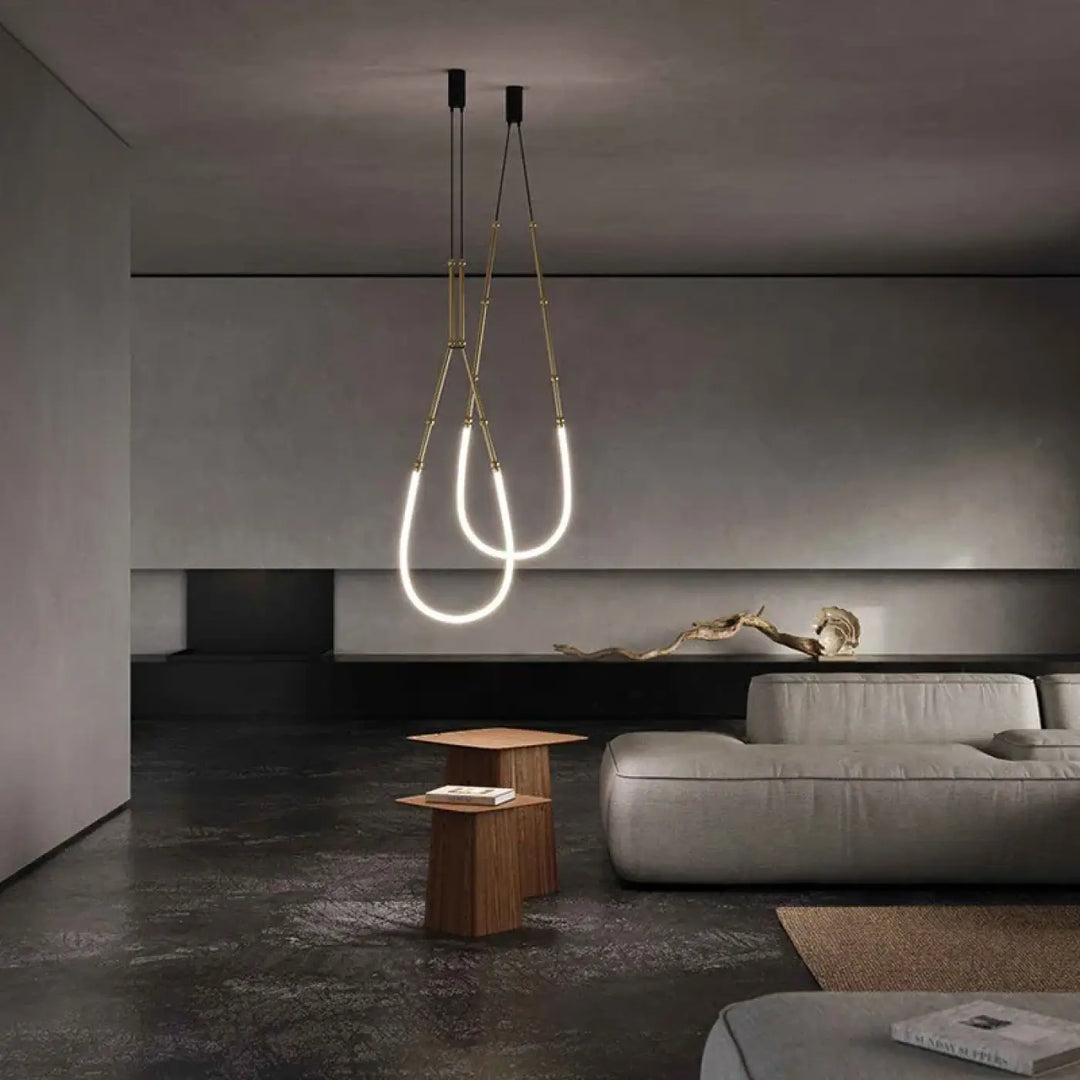 Suspension led moderne minimaliste à câbles lumineux noir