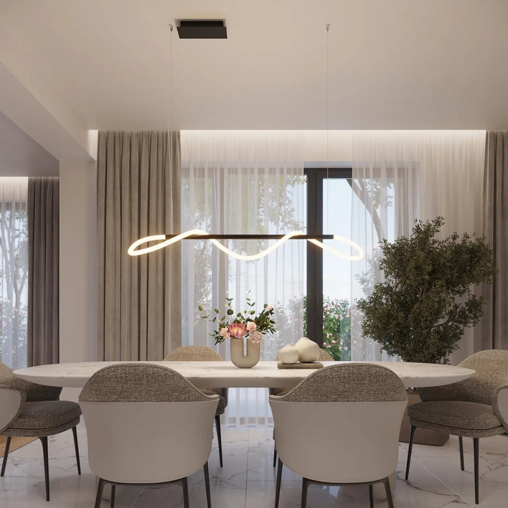Suspension Galakse en aluminium enroulé noir, dans un intérieur, autre vue