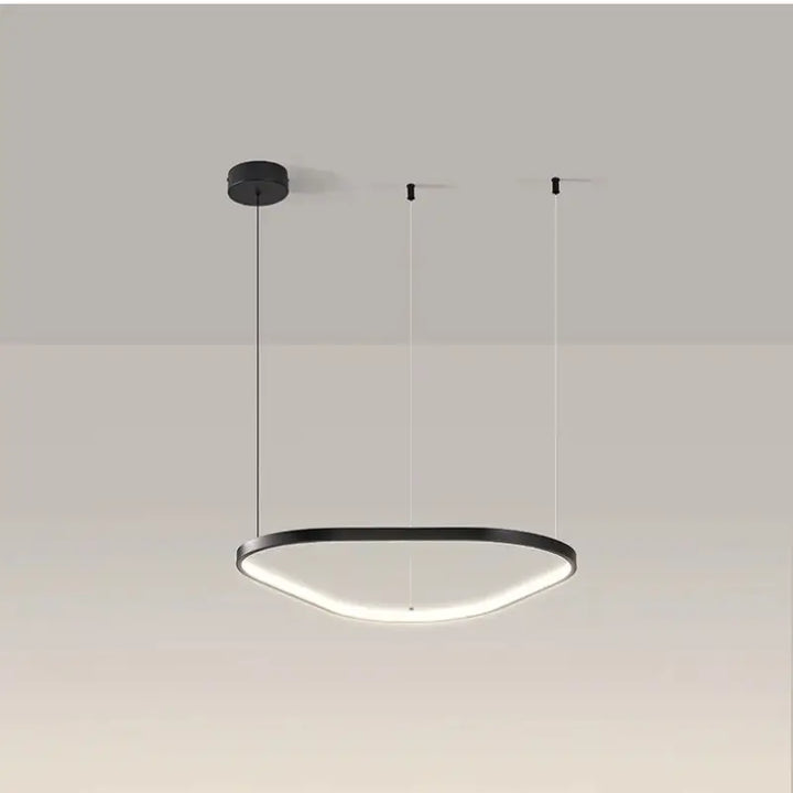 Suspension led noire design ovale moderne réglable blanc noir