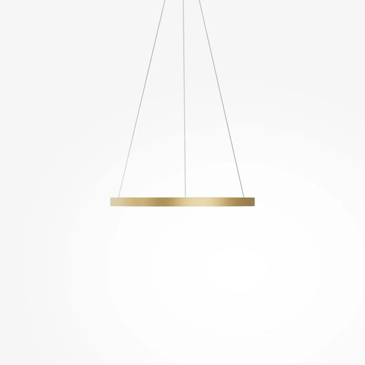 Minimalist suspension led rim en anneau avec anneau métallique doré suspendu par trois cordons fins